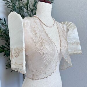 Natural Pina Organza Terno Sleeve Filipiniana Bolero 🖤